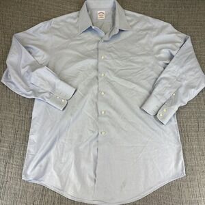 Brooks Brothers Dress Shirt Mens 17 / 34 Blue Button Up Cotton Long Sleeve